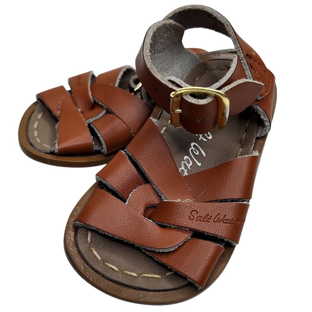 Salt Water Leather Sandals Baby Toddler 3 Tan Open Toe Ankle Strap Girls Boys